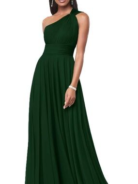 One-Shoulder Emerald Green Evening Gown